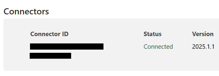 Connector showing status Connected Connector showing status Connected.