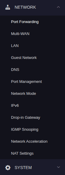 A screenshot of the GL.iNet Flint 2 router's web-based user interface, port forwarding settings