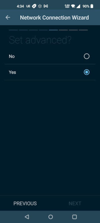 Advanced settings in Network Connection Wizard Advanced settings in Network Connection Wizard.