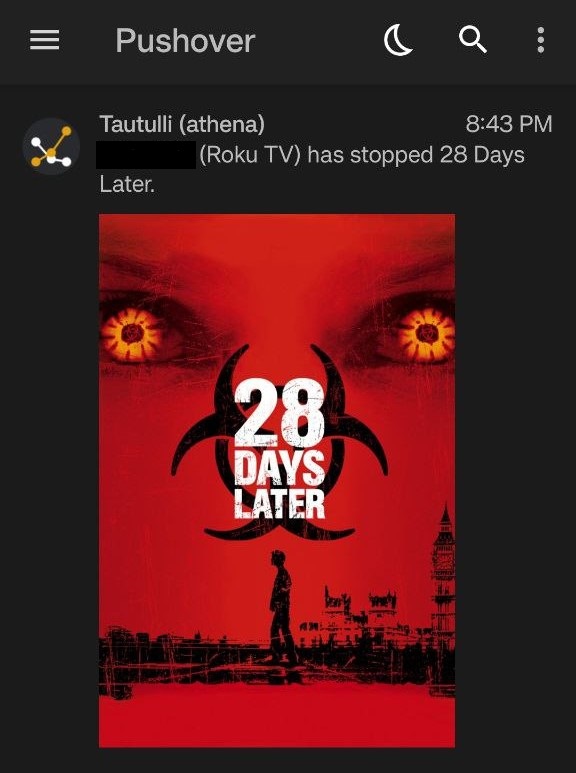 Tautulli push notification with Pushover Tautulli push notification with Pushover.