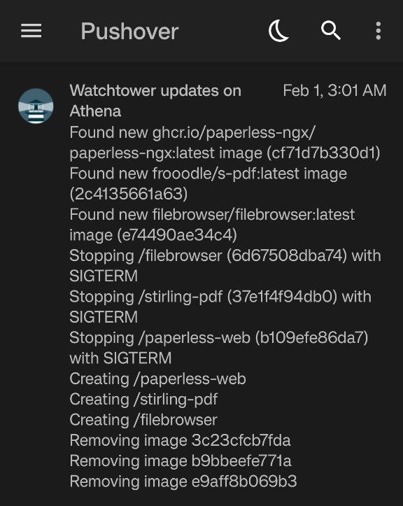 Watchtower push notification with Pushover Watchtower push notification with Pushover