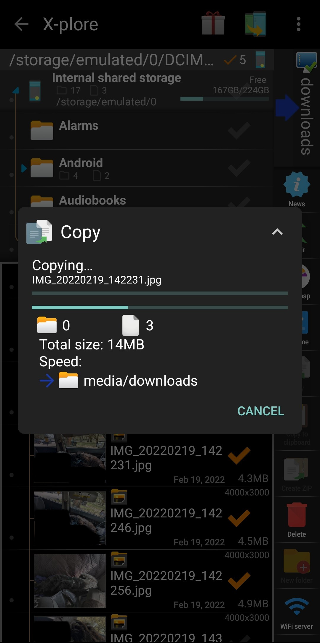 Finished transferred files in X-plore File Manager Finished transferred files in X-plore File Manager.